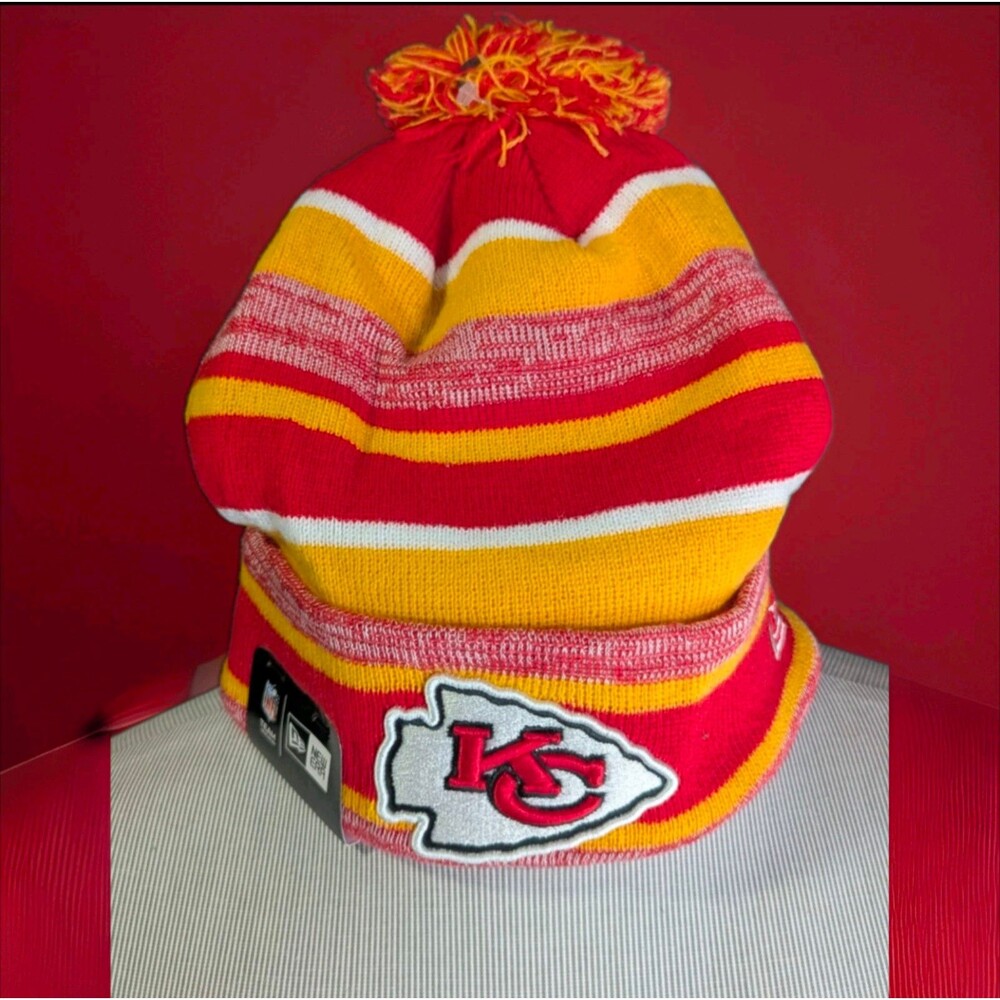NFL Kansas City Chiefs Pom Knit Skull Cap Red New Era